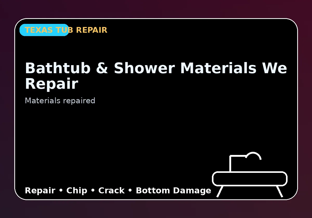 Bathtub & Shower Materials We Repair - Texas Tub repair information
